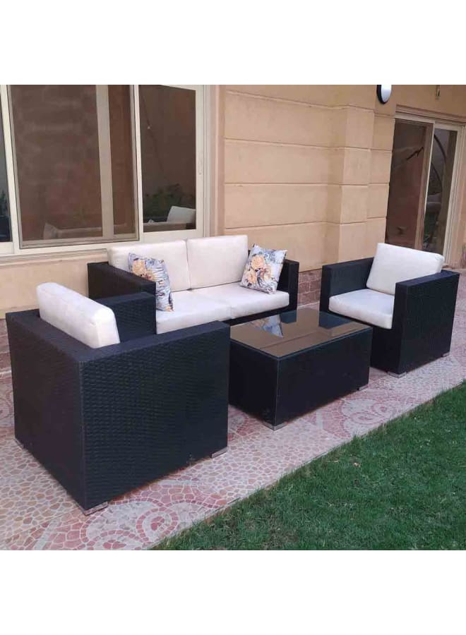 Sampa Rattan Iron and electrostatic paint Outdoor Set 4 Pieces - Black - Image 1